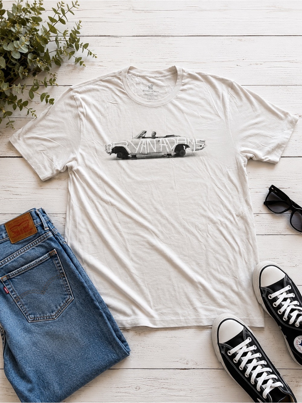 Bryan Adams 2023 So Happy It Hurts Tour Graphic Double Sided White Band T Shirt